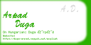 arpad duga business card